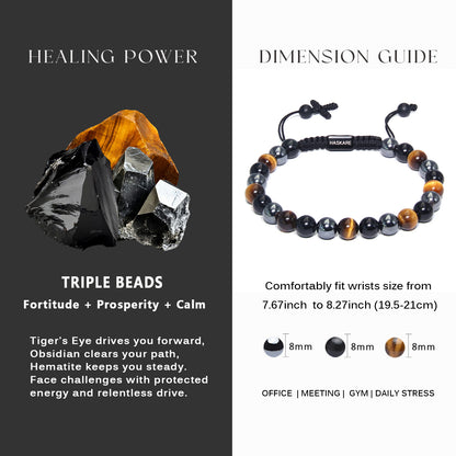 Triple Protection Cross Beads Bracelet
