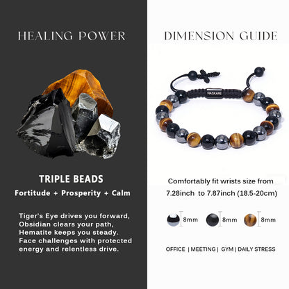 Triple Protection Cross Beads Bracelet