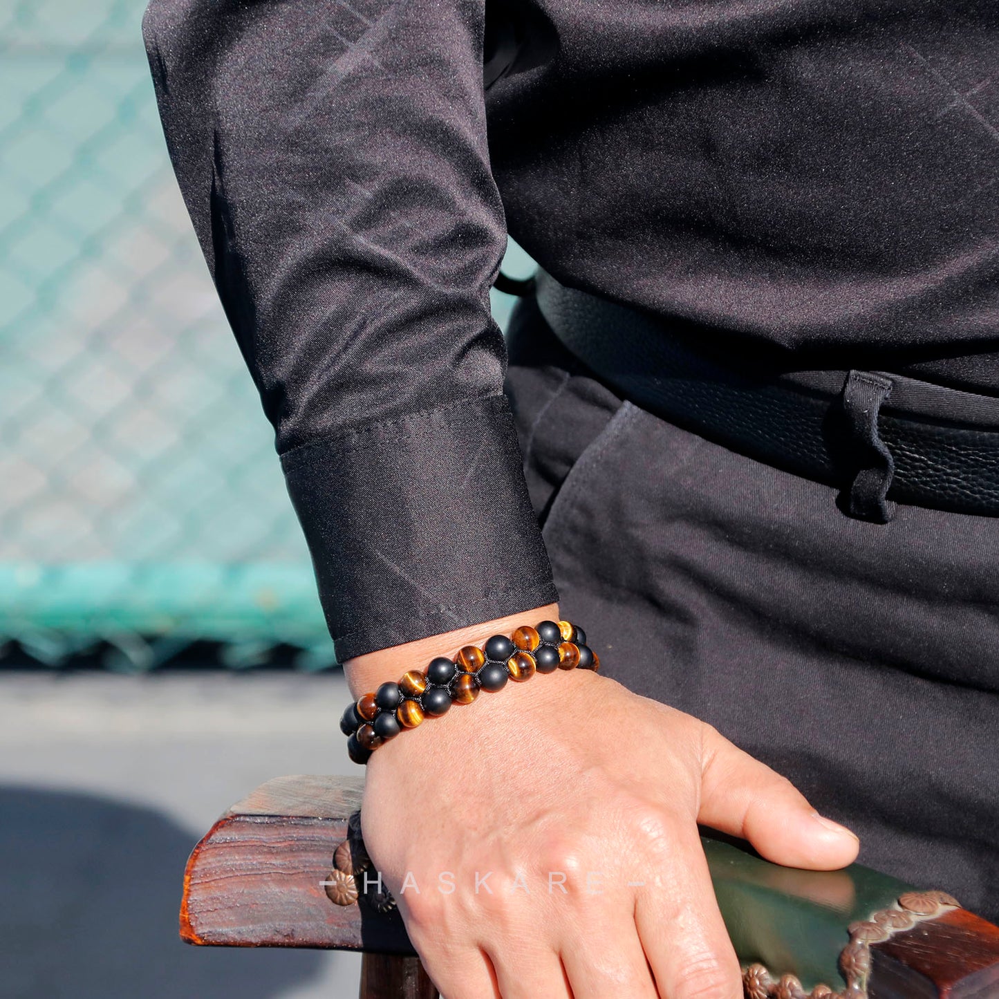 Tiger Eye Onyx Bracelet Stacked (8mm)