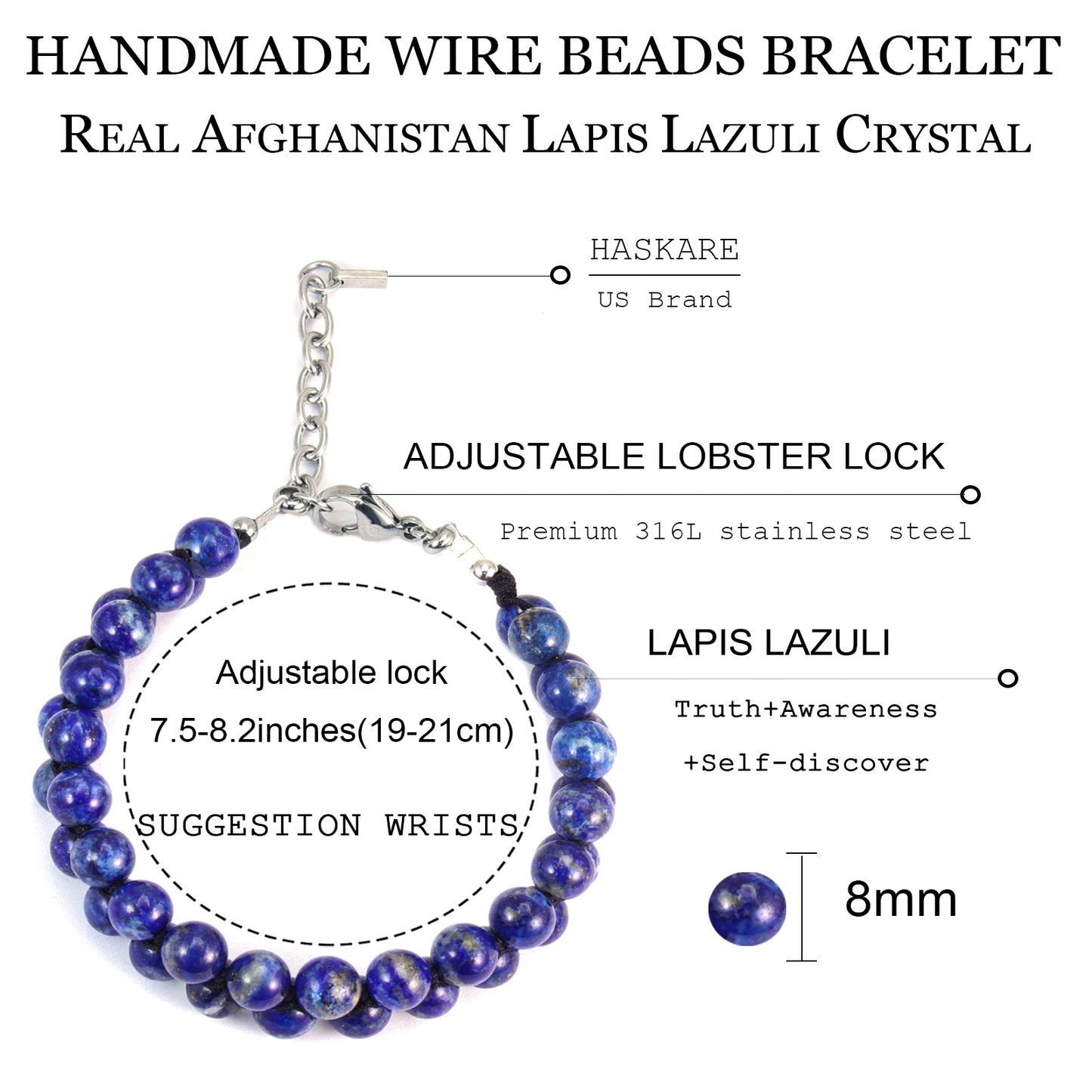 Blue Beaded Bracelet for Men