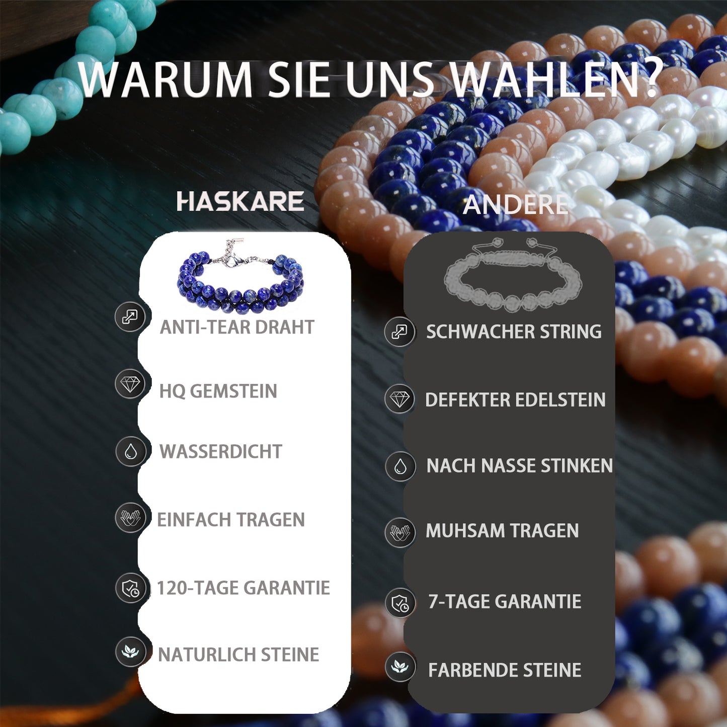 Blue Beaded Bracelet for Men