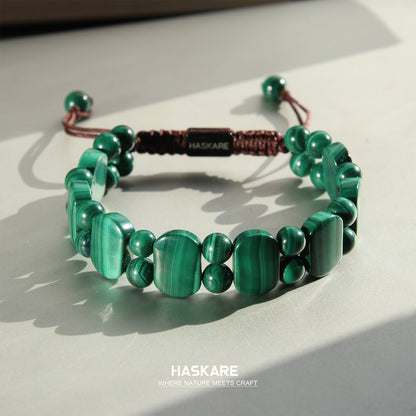 Shield Malachite Bead Bracelet