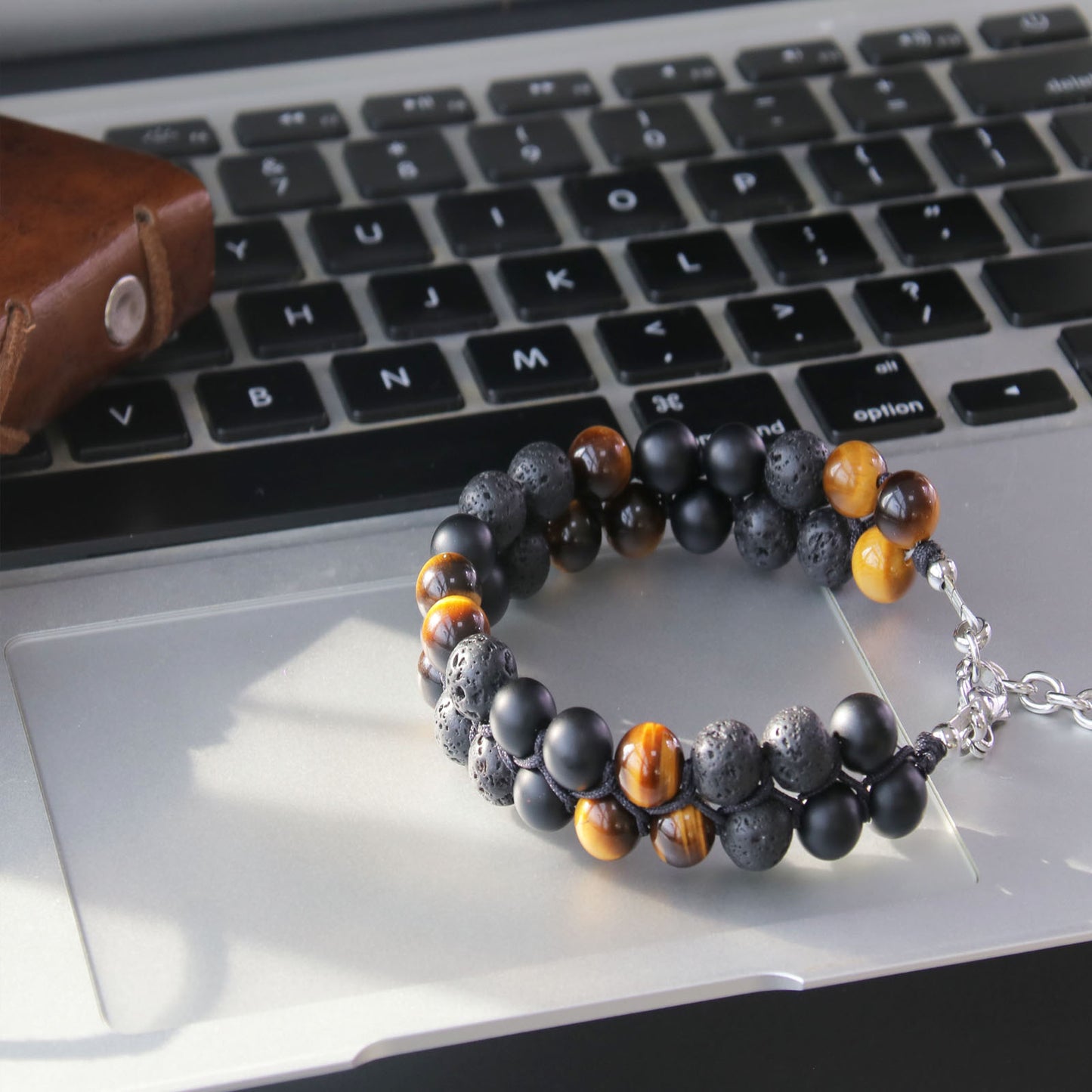 7.5"Triple Protection Bracelet( Tiger Eye Lava Onyx)