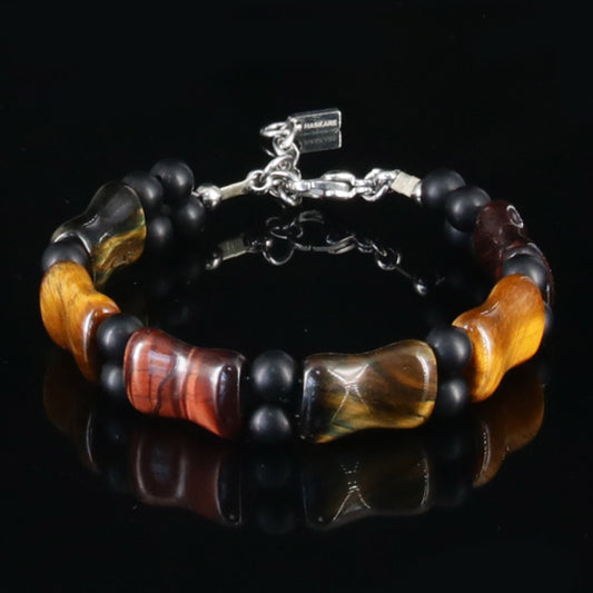 7.5"Multicolored Tiger Eye Durable Wire Bracelet