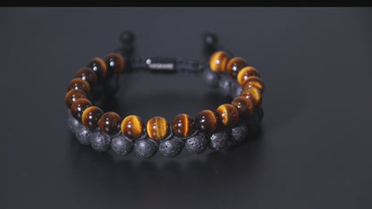 Lava Tiger Eye Bracelet Stacked (8mm)