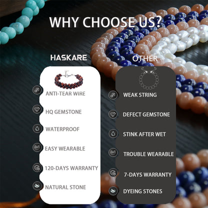 8"Red Tiger Eye Double Row Bracelet (316L Stainless Steel)