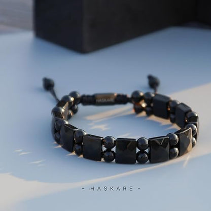 Black Obsidian Flated bead bracelet